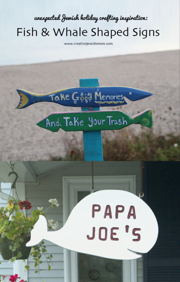 Wooden Fish and Whale Shaped Signs Are Inspiration For Jewish Holiday Crafts!