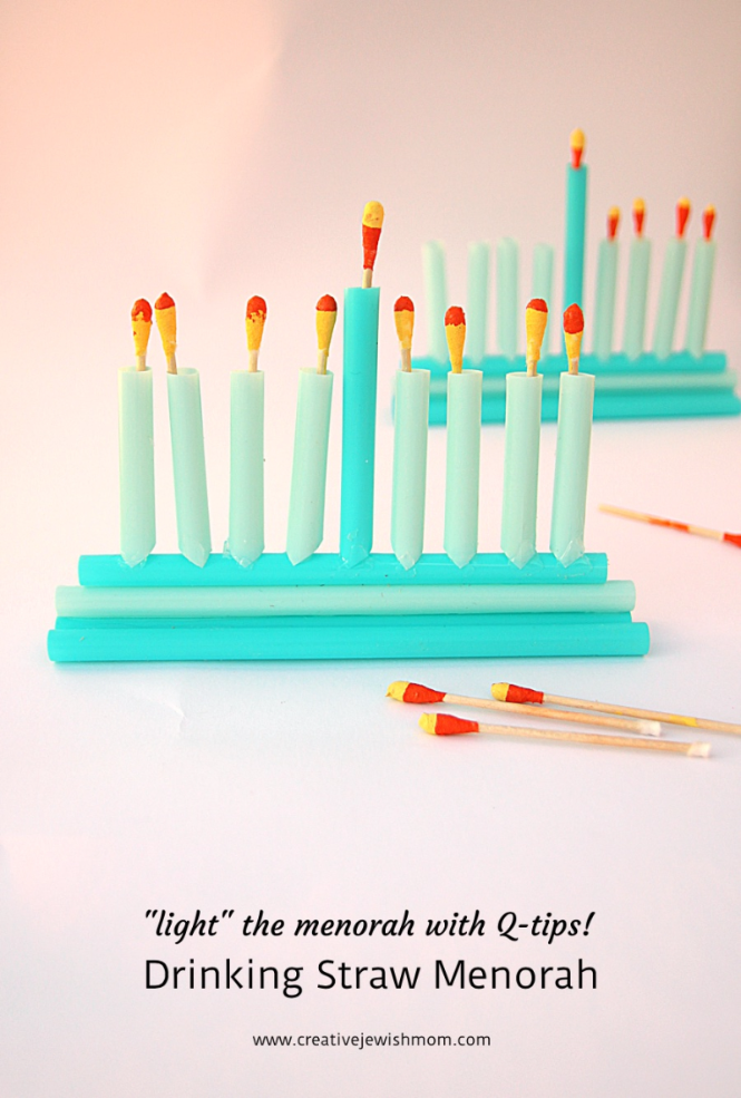 DIY Chanukah Menorah Craft With Drinking Straws