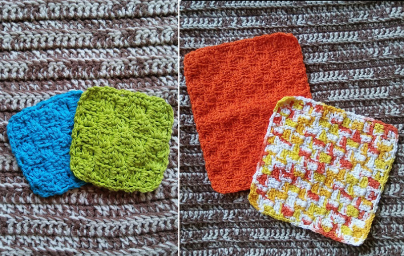 Crocheted-c2c-washcloths-coasters