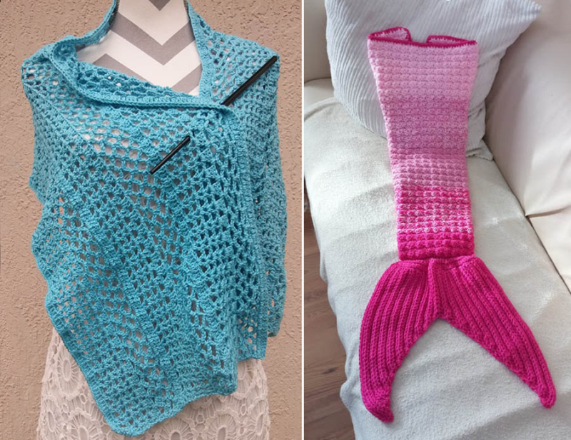 Crocheted-mermaid-tail-blanket crocheted-shawl