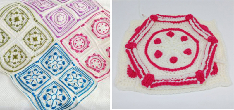 Crocheted ruby jewels hex and blanket