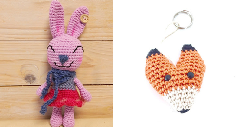 Crocheted amigurumi rabbit crochet-fox-keyring Crocheted amigurumi rabbit crochet-fox-keyring