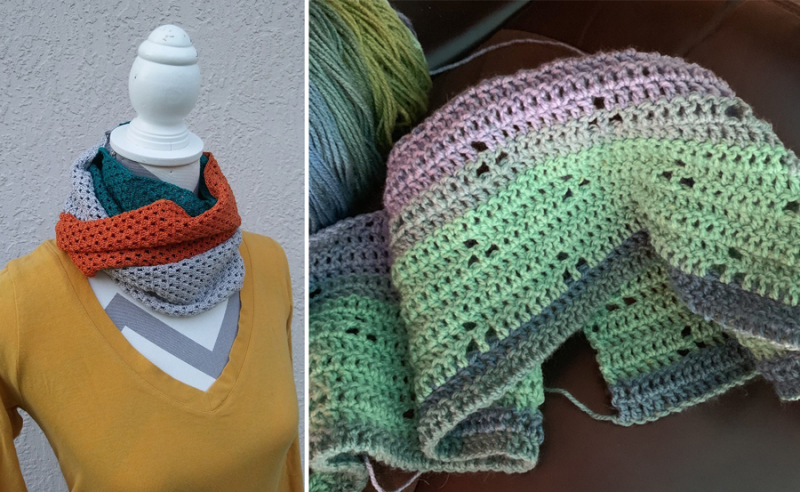 Rabbit-tracks-baby-blanket granny-scarf