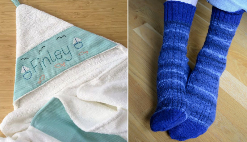 Embroidered-hooded-baby-towel knit-socks