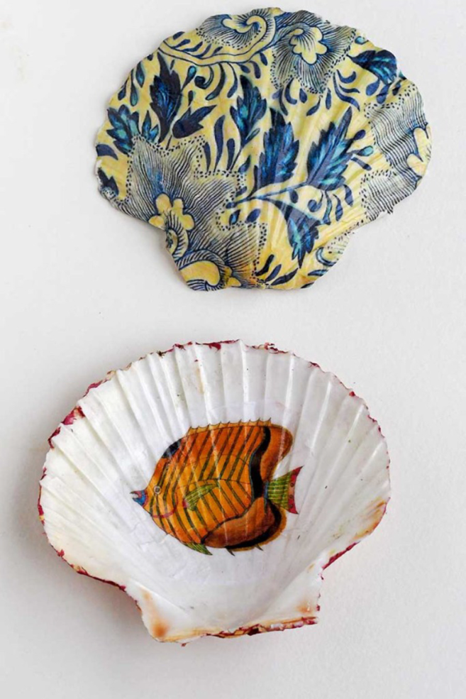 Decoupage-shell-dishes-craft