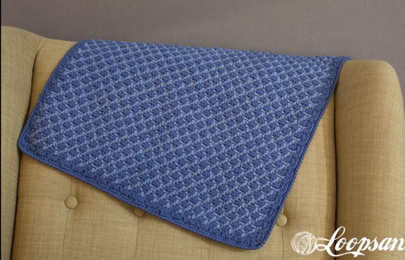 Crocheted-diamond-pattern-baby-blanket