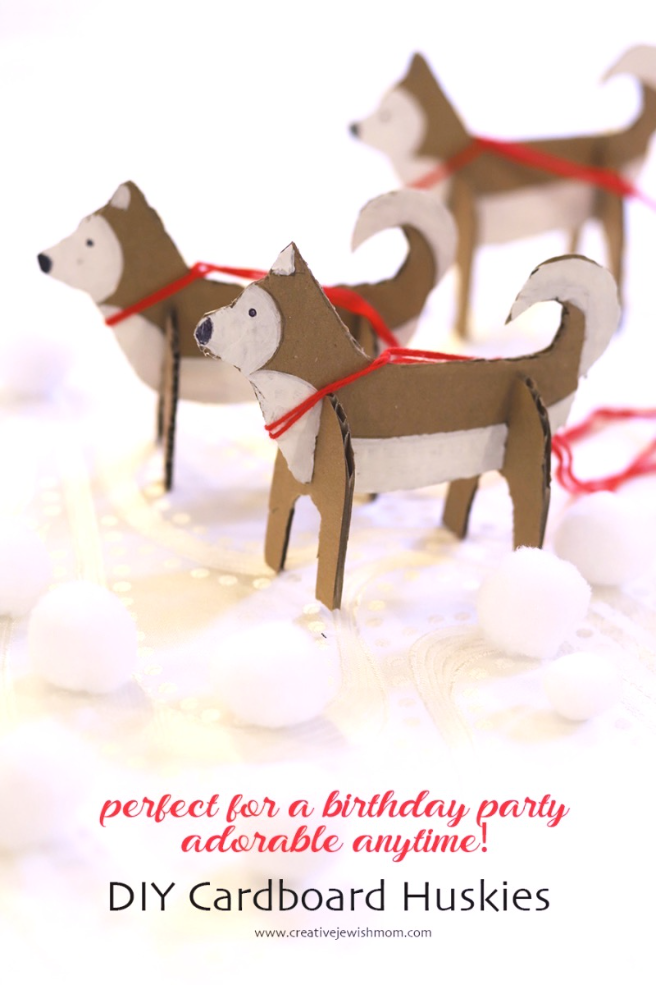 DIY Stand-Up Cardboard Huskies For Your Winter Table