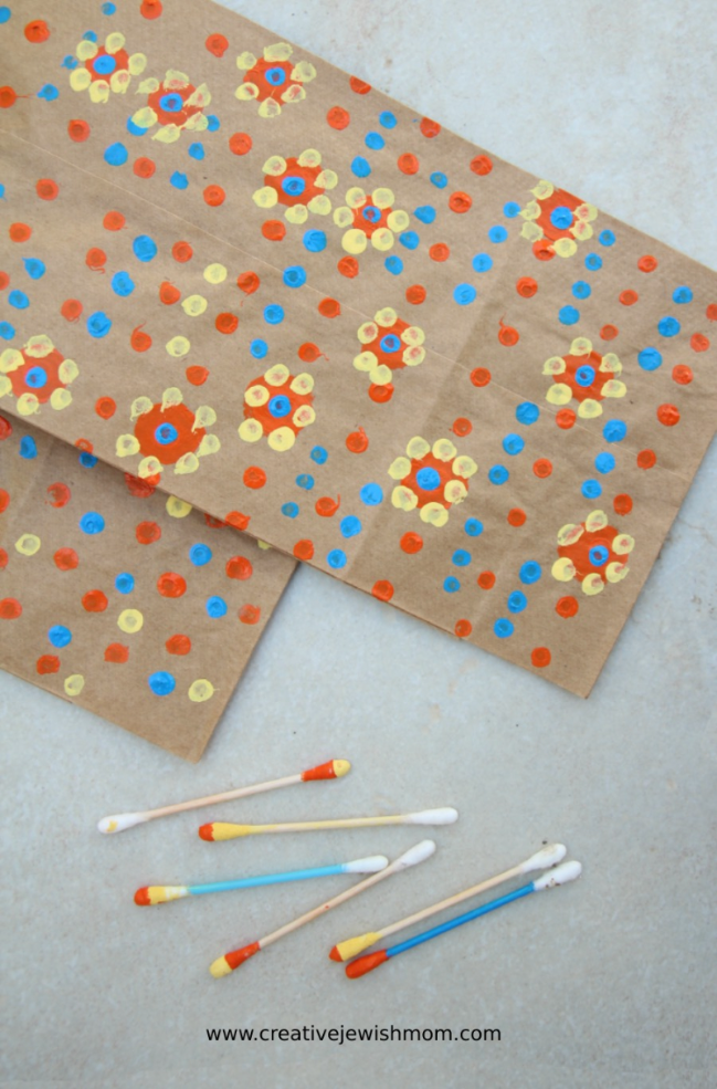 Q-Tip Painted Brown Paper Bags For Gift Giving