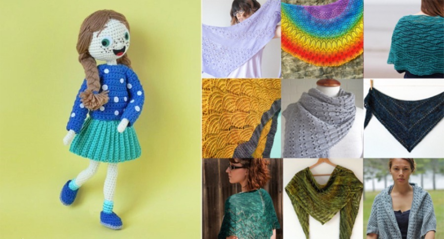 Knit-lacy-shawl-free-patterns crocheted-girl-doll