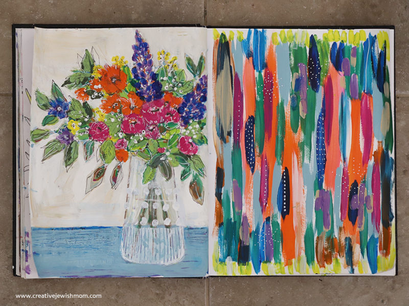 A Colorful Mixed Media Vase Of Flowers Painted In My Sketchbook!