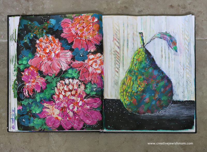 A Peek In My Sketchbook: An Abstract Pear and Peonies!