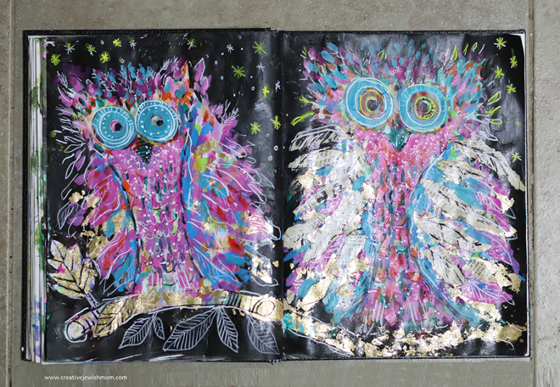 A Peek In My Sketchbook: Mixed Media Owls