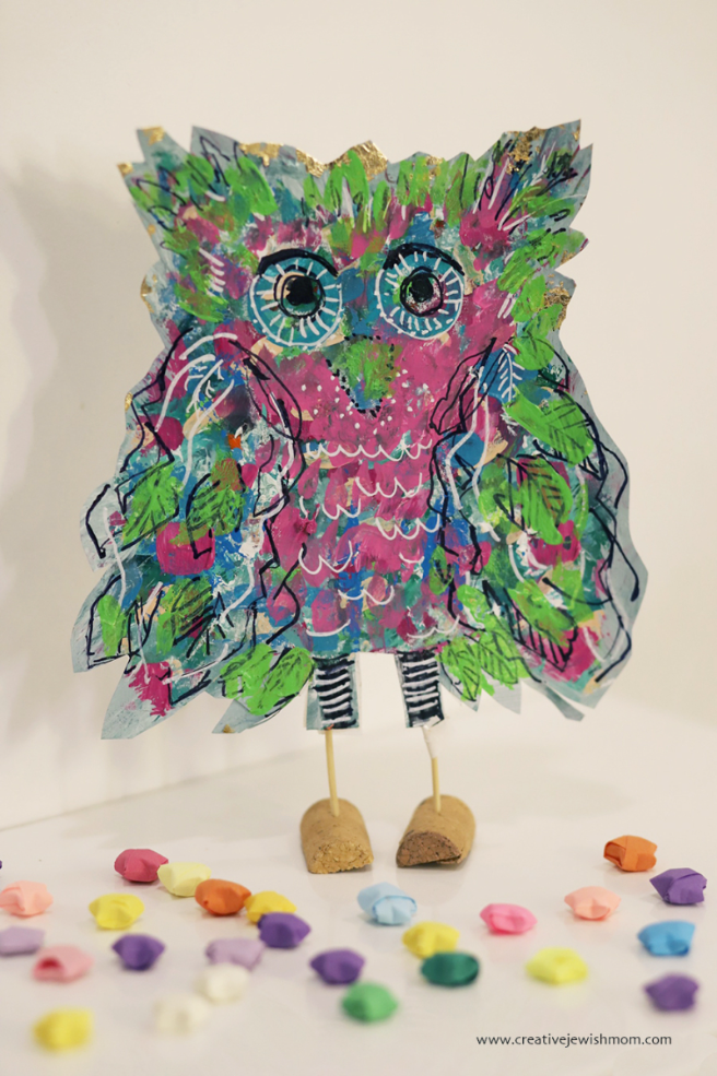 A Fun Stand-Up Painted Owl With Wine Cork Feet!