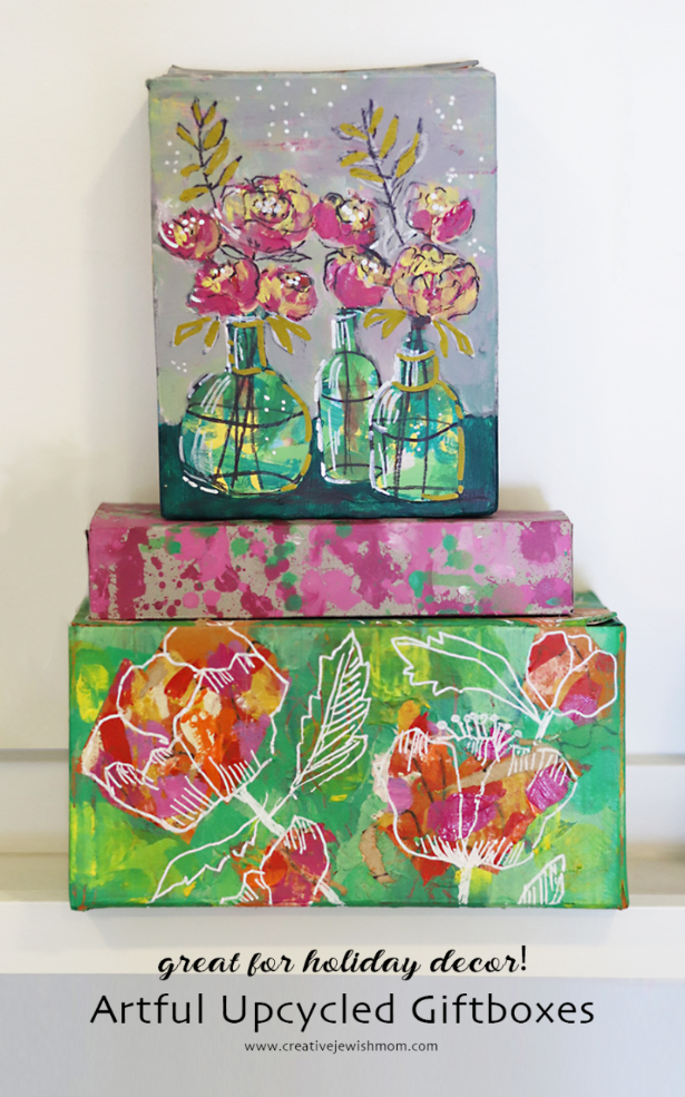 Artful Painted Giftboxes From Recycled Food Boxes