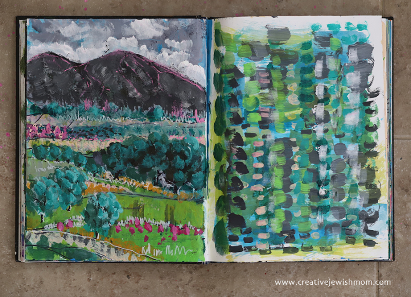 Try A Pink Paint Pen For Adding Tiny Details To A Colorful Landscape Painting!