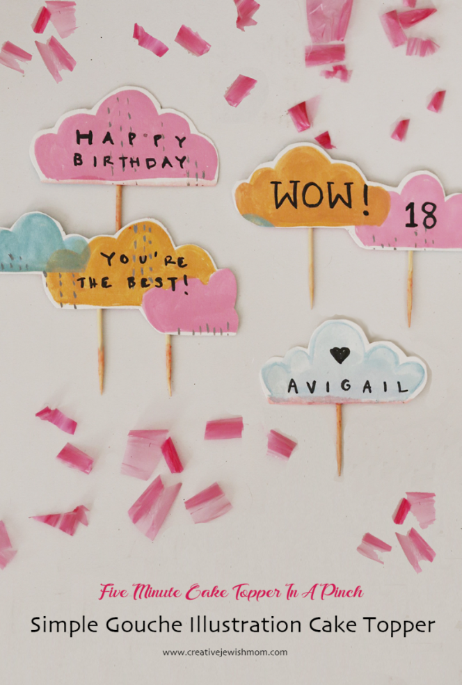 5 Minute Paper Cake Toppers Using Your Old Art