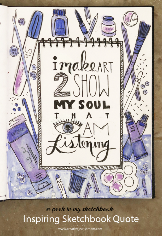 Sketchbook Quote With Art Supply Doodles