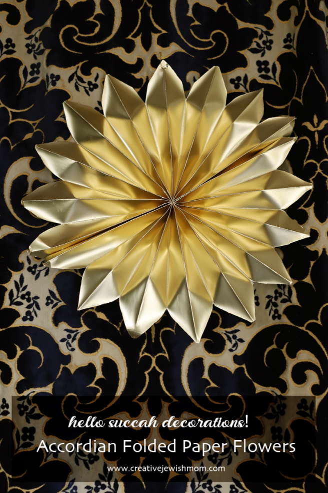 Last Minute Yet Stunning Succah Decoration: An Accordian Folded Golden Starburst