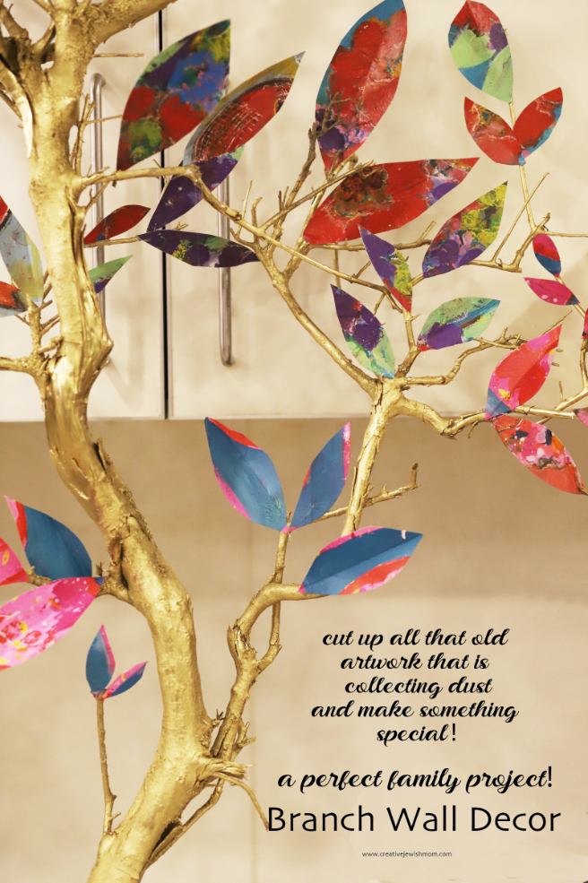 Real Tree Branch With Paper Leaves Wall Art