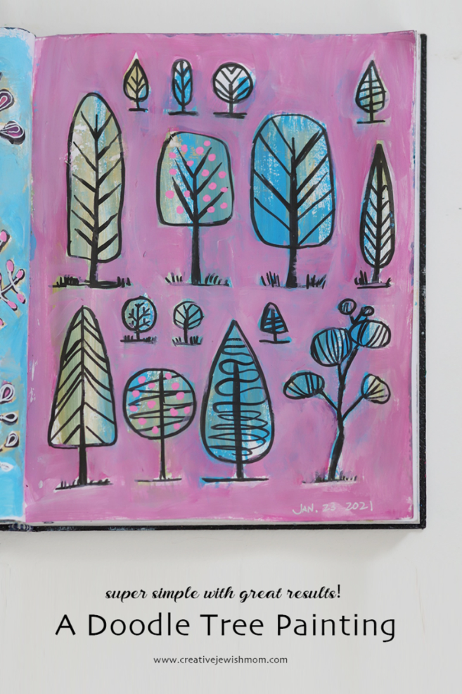 Simple Doodle Trees Painting For Tu B’Shevat
