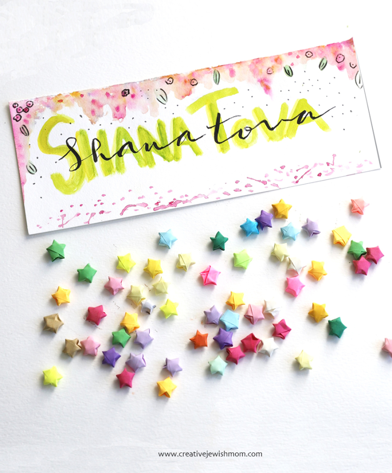 DIY Brush Lettering And Watercolor Rosh HaShana Card Craft