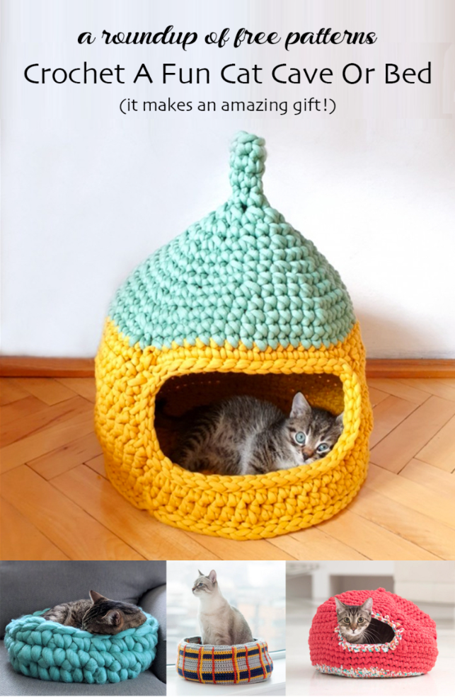 Crochet A Cat Cave Or Cat Bed With A Free Pattern!