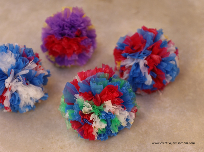 DIY Multi-Colored Plastic Bag Pom Poms