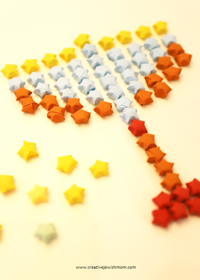 Chanukah Menorah Craft Using 3D Paper Stars