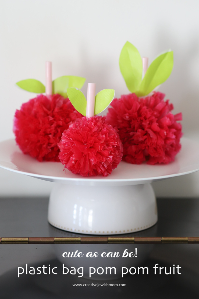 Turn Plastic Bag Pompoms Into Fruit For Tu B’Shevat Craft
