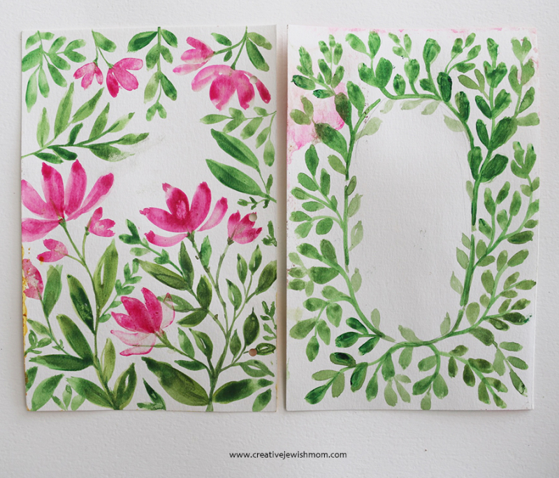 One Stroke Watercolor Flower Petals and Leaves