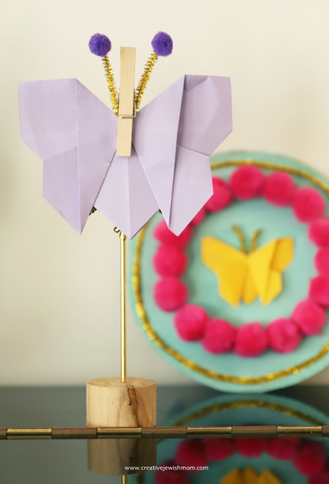 Origami Butterfly Pom Pom Medallion Wall Decor Craft