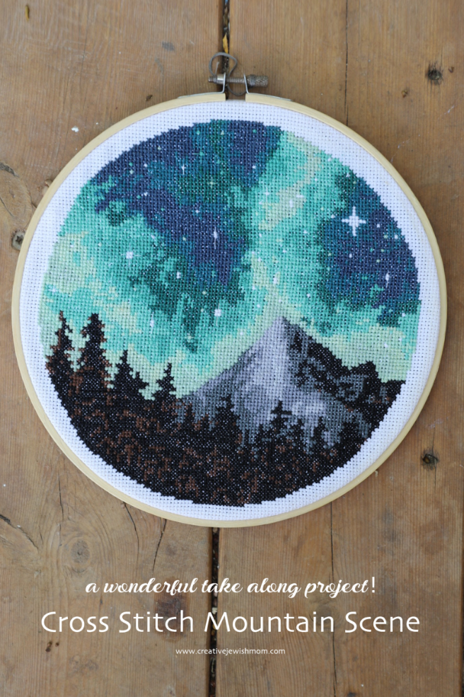 Cross-Stitch Mountain Scene Hoop Art