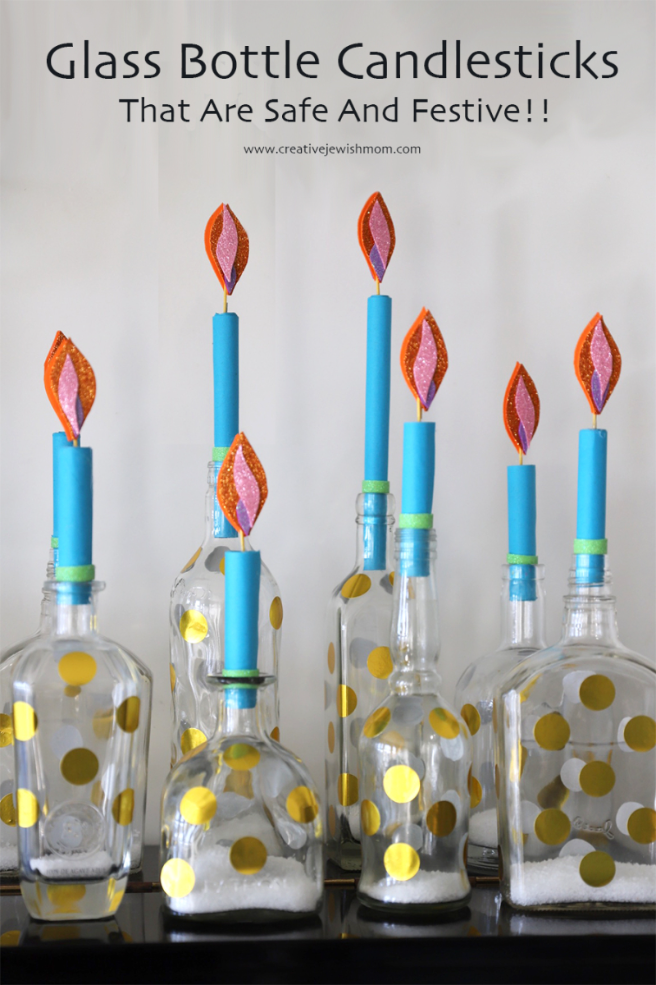 Recycled Liquor Bottles With Festive Paper Candles Craft