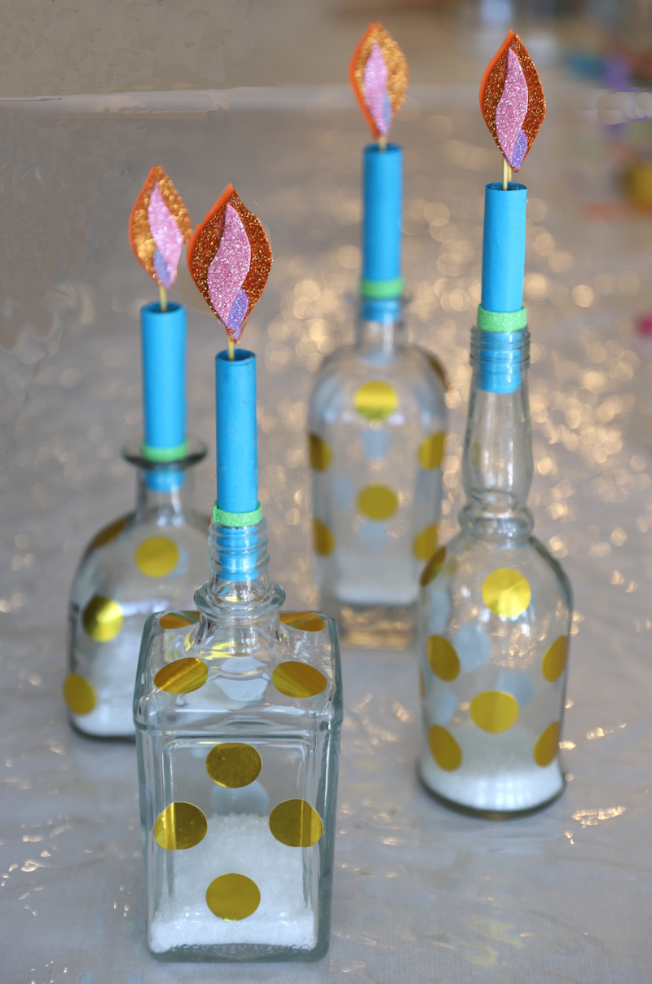 Alcohol-bottle-candlesticks-centerpiece