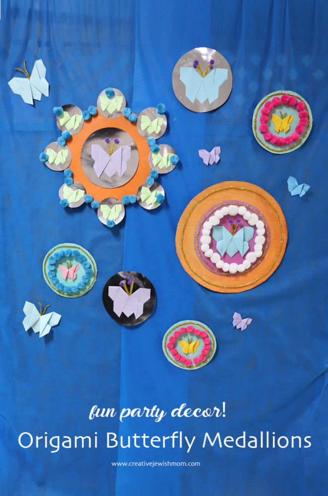 Origami Butterfly Medallions With Pom Poms Party Decor