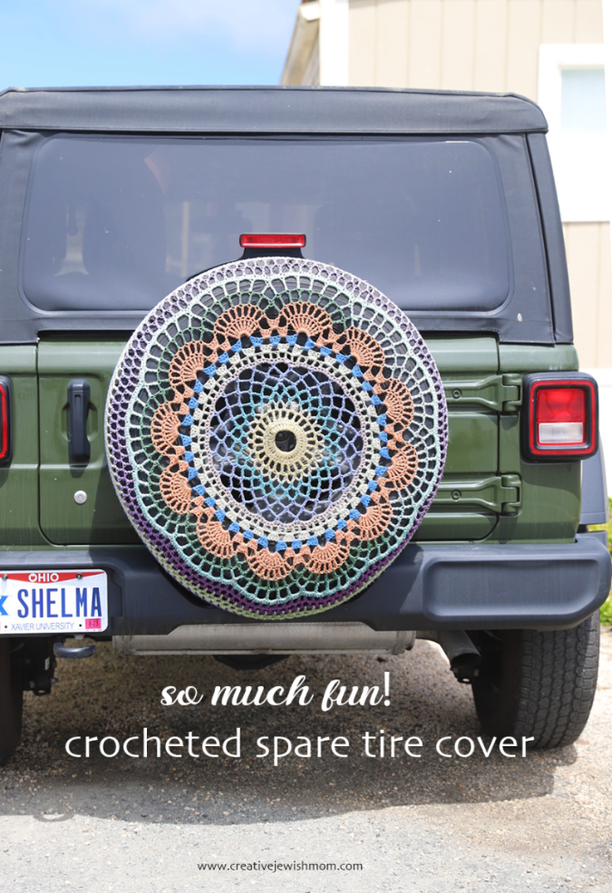 Crocheted Spare Tire Cover To Advertise Your Love For Crochet!