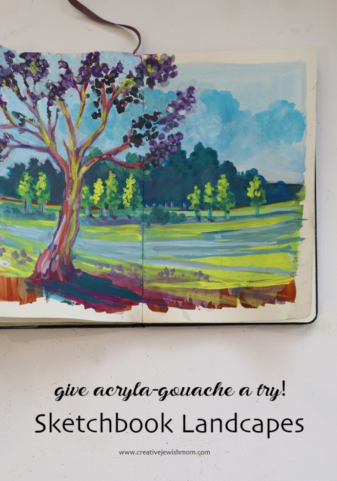 Landscape Sketchbook Paintings With Acryla-Gouache