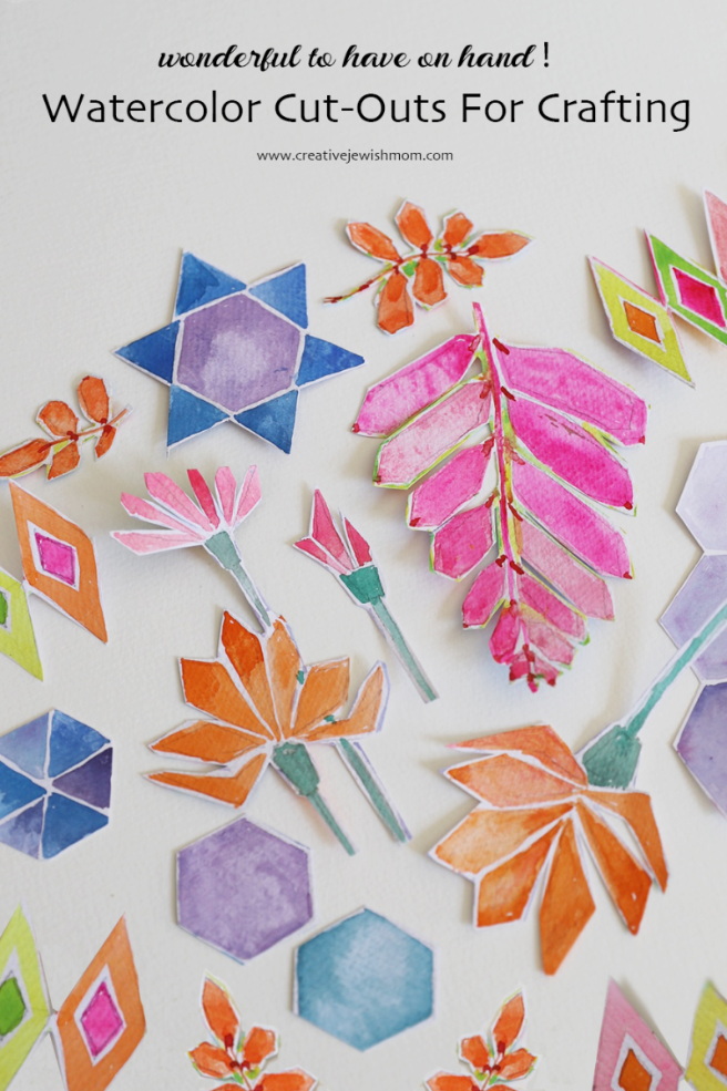 Watercolor Flowers And Shapes Cut-Outs For Collage