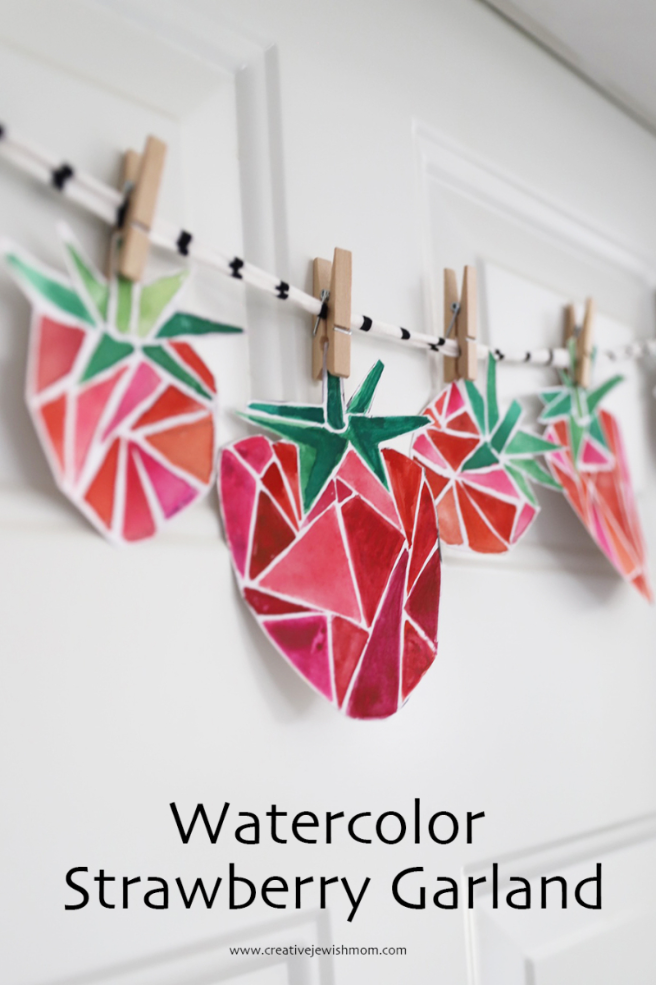 Geometric Watercolor Strawberries Garland To Enjoy All Summer!