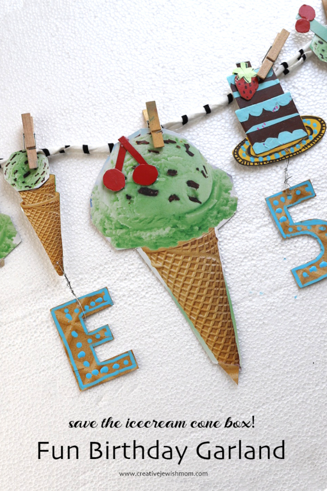 Recycled Icecream Cone Box Birthday Garland!