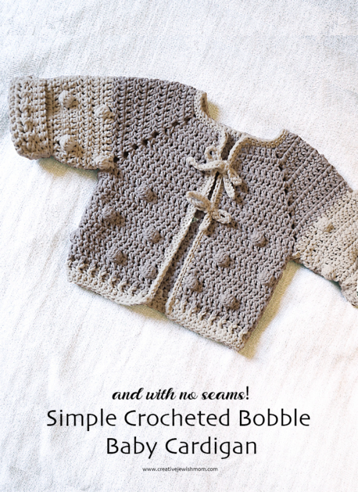 Crocheted No-Seam Baby Cardigan With Bobbles