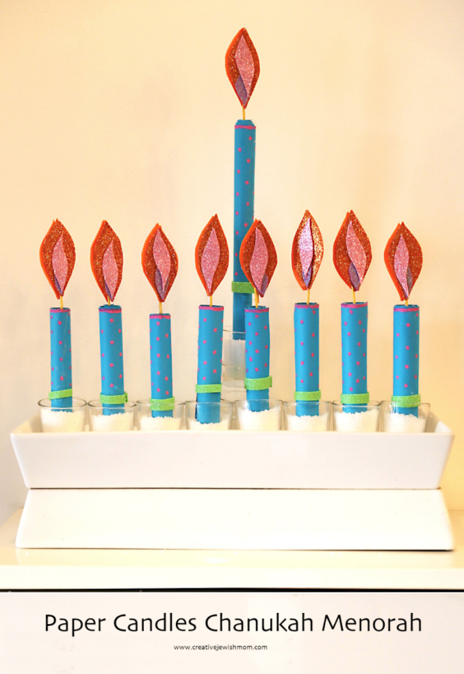 DIY Paper Candle Chanukah Menorah Craft