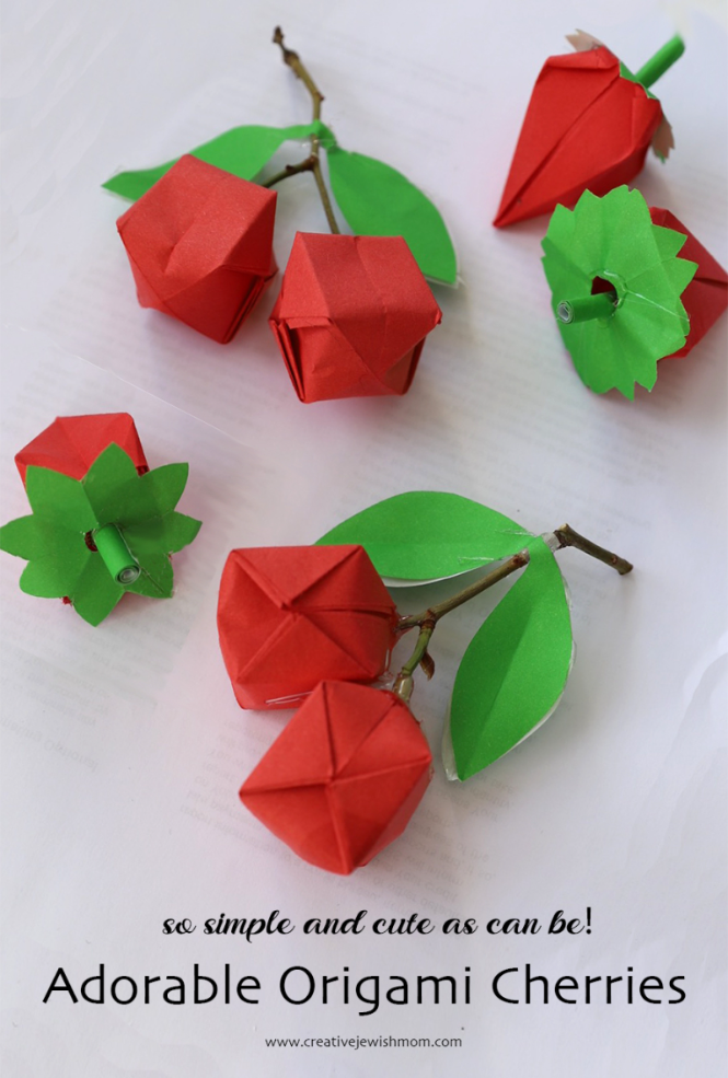 Origami Cherries And Strawberries For Tu B’Shevat!