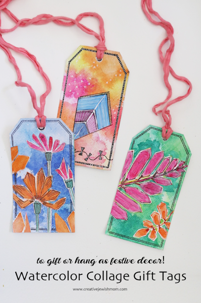 Mixed Media Watercolor Collage Gift Tags Craft