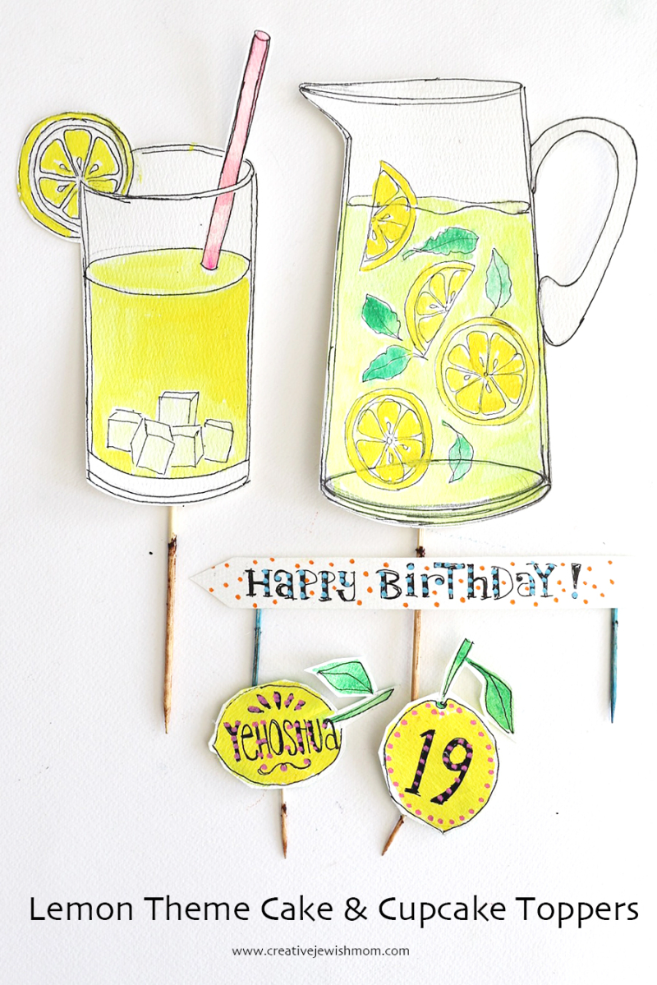 Fun Lemon And Lemonade Theme Cake And Cupcake Toppers