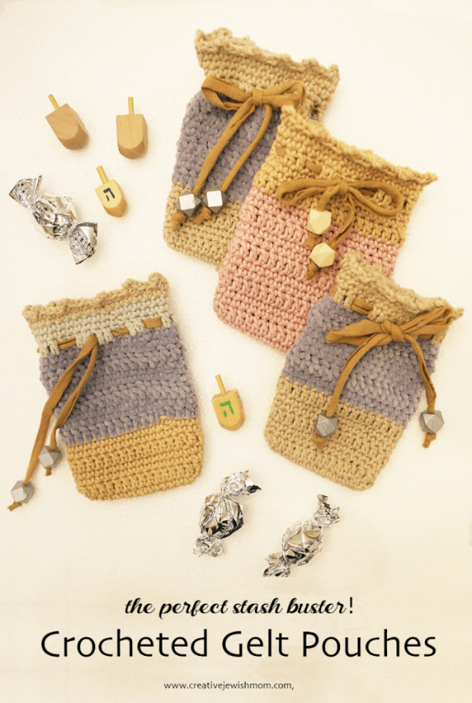 Simple Crocheted Chanukah Gelt Bags Pattern
