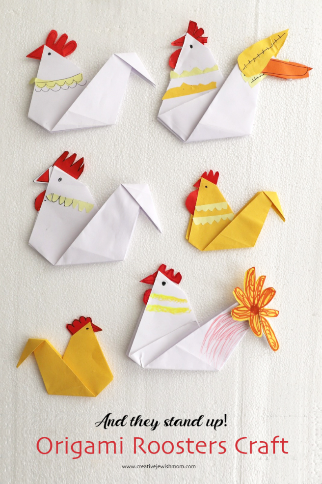 Simple Origami Rooster Craft For Yom Kippur