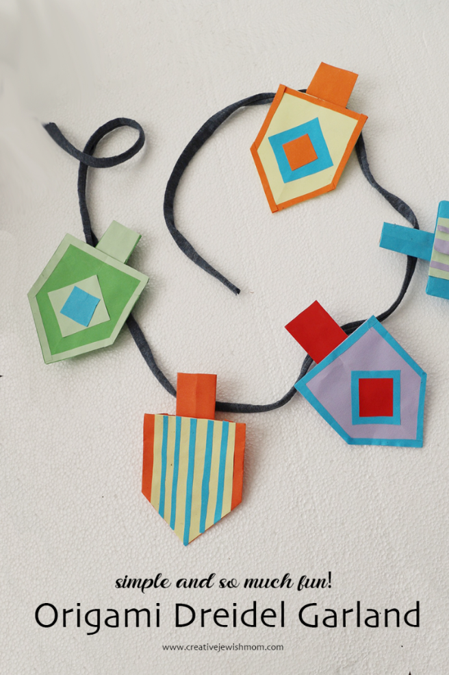 Simple Chanukah Craft For All Ages: An Origami Dreidel Garland!