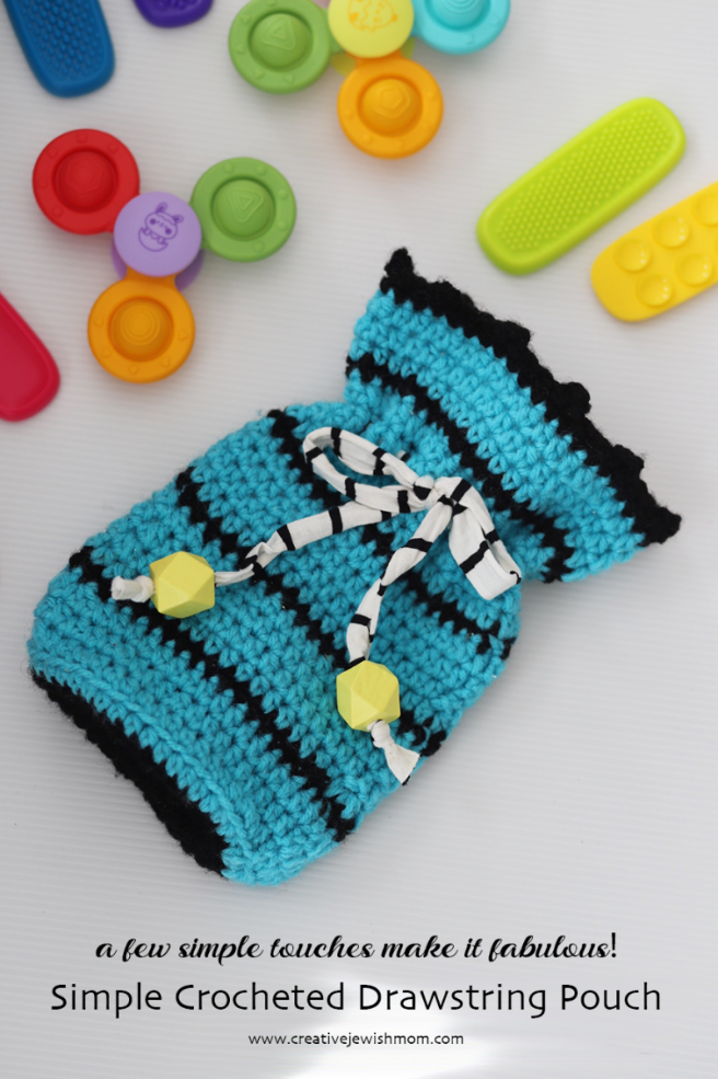 Simple Striped Crochet Drawstring Pouch For Small Toys Pattern
