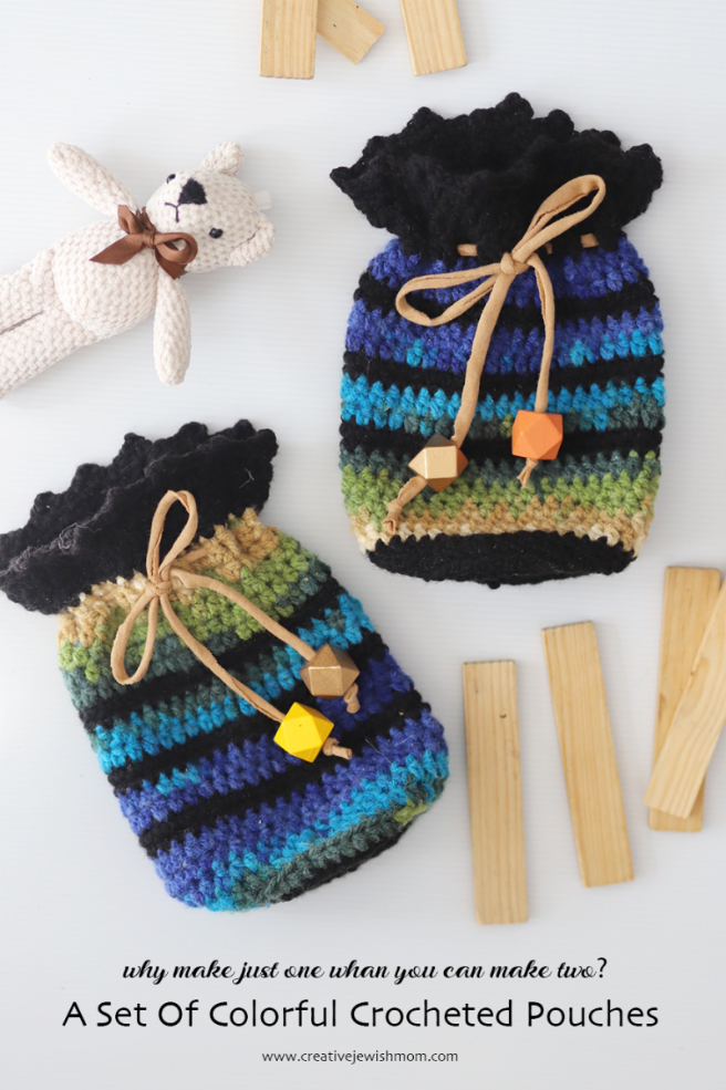 Colorful Striped Crocheted Pouches From Upcycled Yarn To Make As A Set!